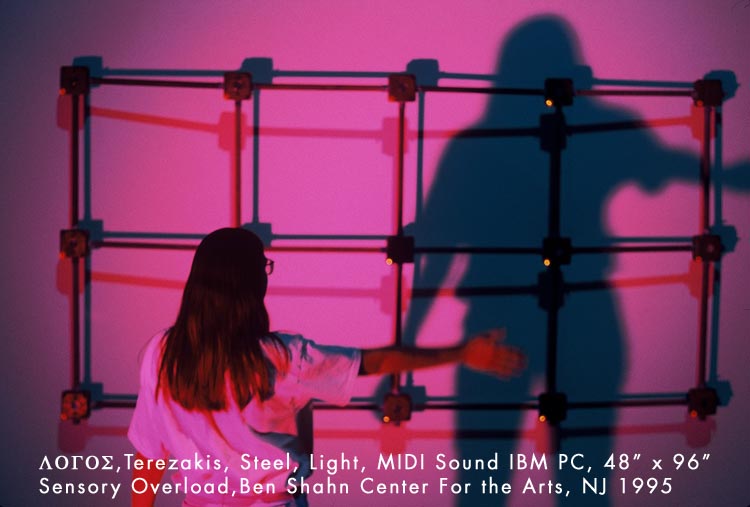 LOGOS,Terezakis, Steel, Light, MIDI Sound IBM PC, 48&rdquo; x 96&rdquo; Sensory Overload,Ben Shahn Center For the Arts, NJ 1995