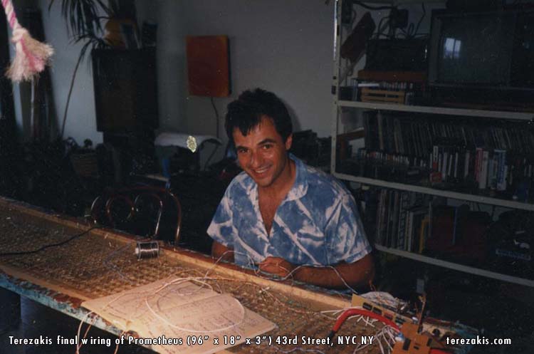 Terezakis constructing Prometheus in his NYC studio, 1988