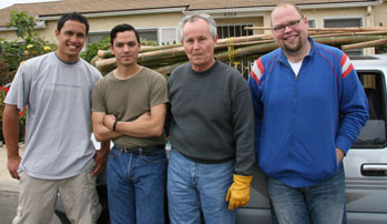 Good friends who helped make this event possible were (left to right) Geronimo Omabtang, Tom Ontiveros, George Willis, and a paid assistant from UCSD Threater whose name escapes me.  &copy; Peter Terezakis 2007 http://www.terezakis.com